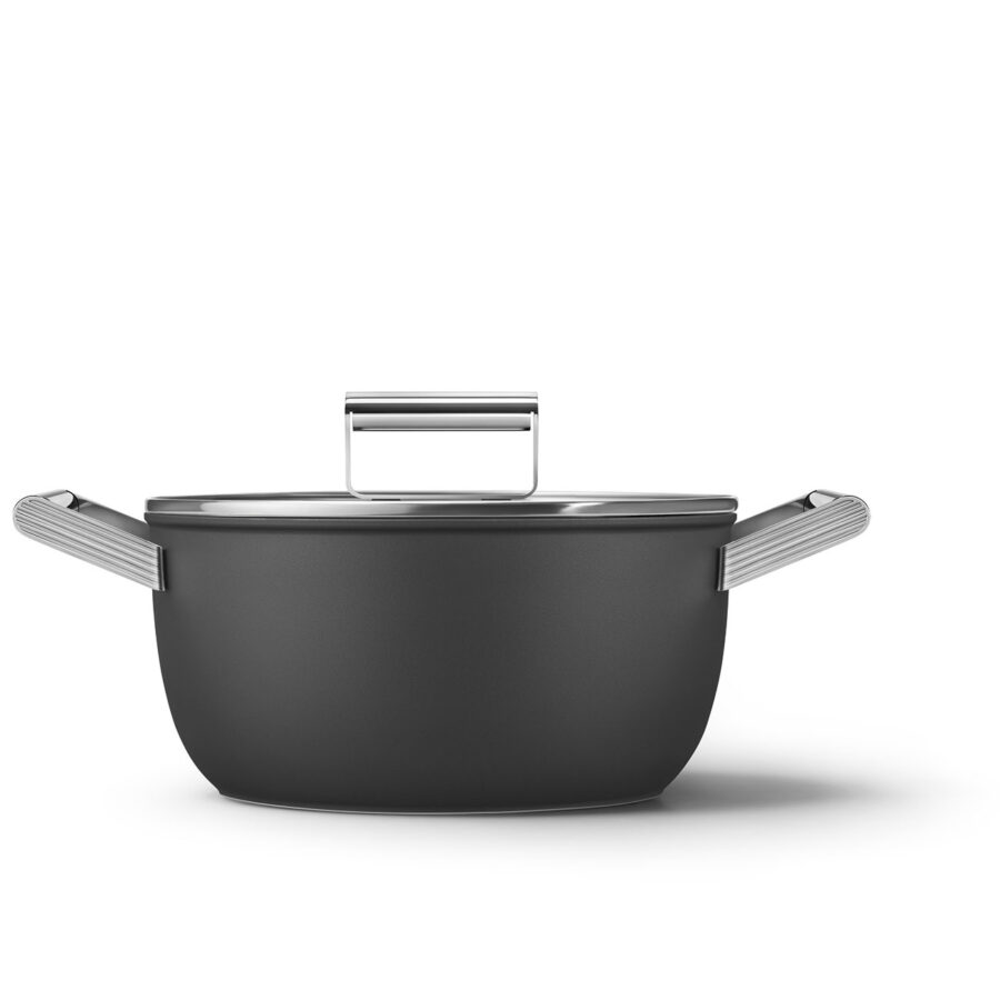 Casseruola 2 manici nero smeg