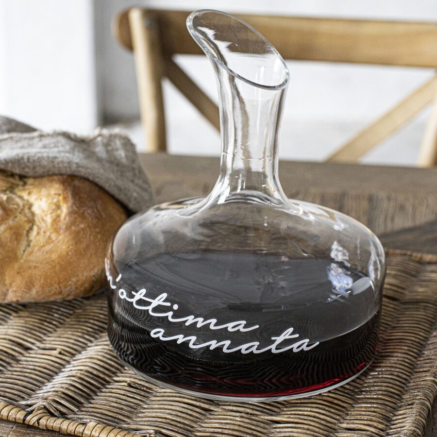 Decanter con scritta "Un'ottima Annata"