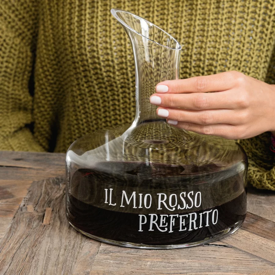 Decanter con scritta "Il mio Rosso Preferito"