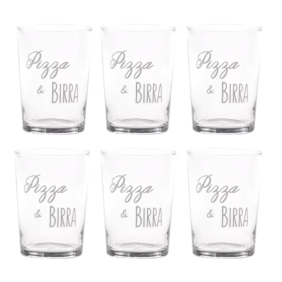 Set 6 bicchieri birra "Pizza e Birra"