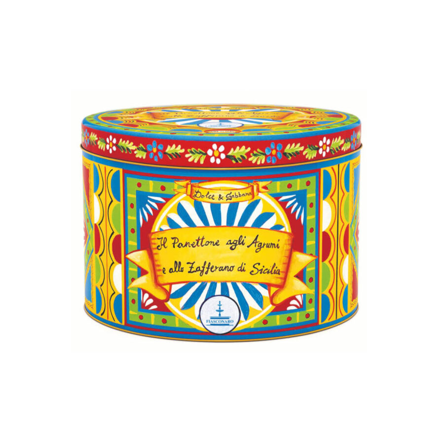 Il Panettone agli agrumi e allo Zafferano di Sicilia blue box