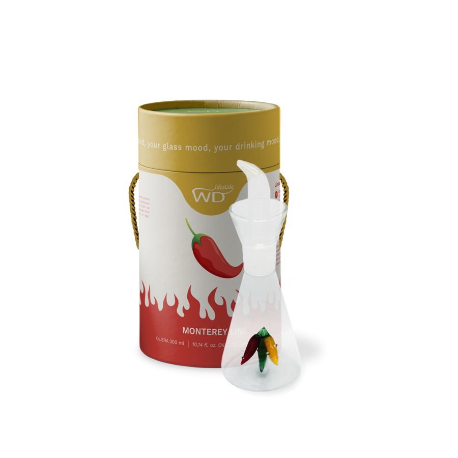 Oliera in vetro borosilicato con decoro Peperoncino